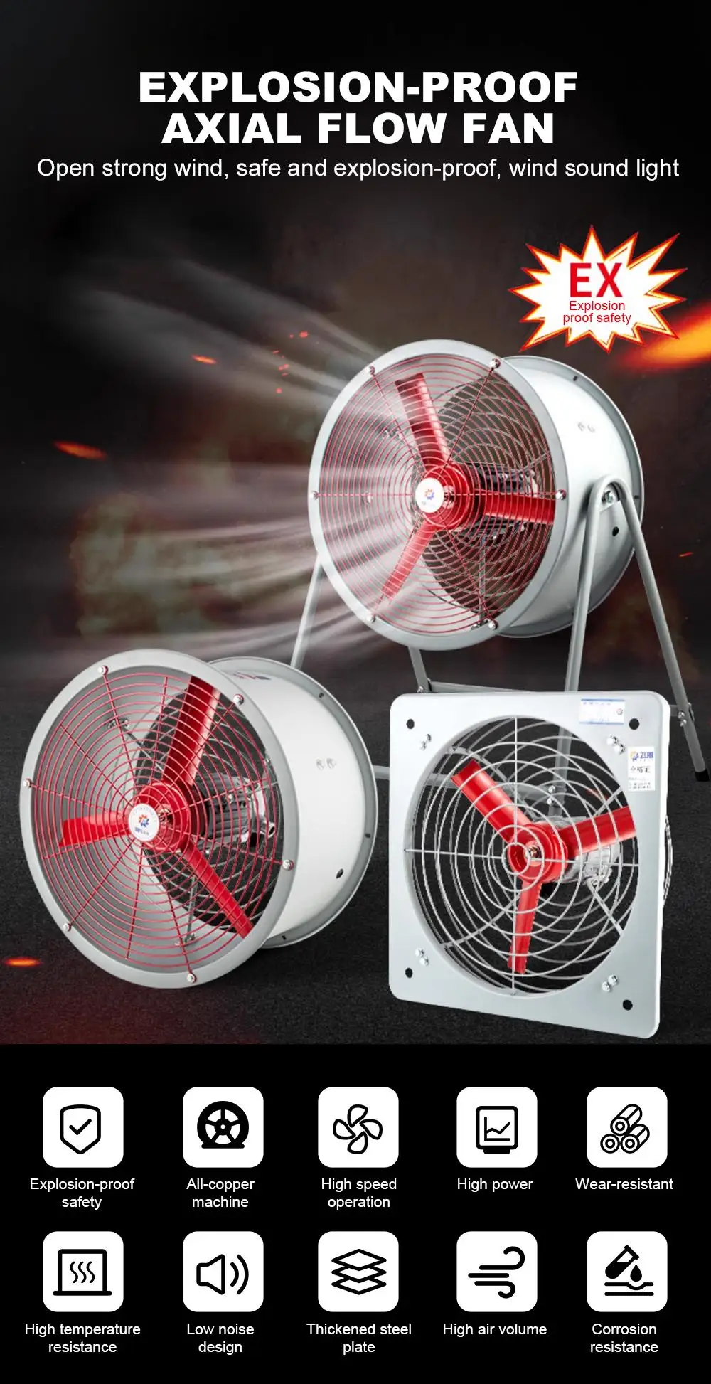 High Quality Air Blowers CBF Explosion-proof Axial Flow Fan Strong Ventilation Commercial 