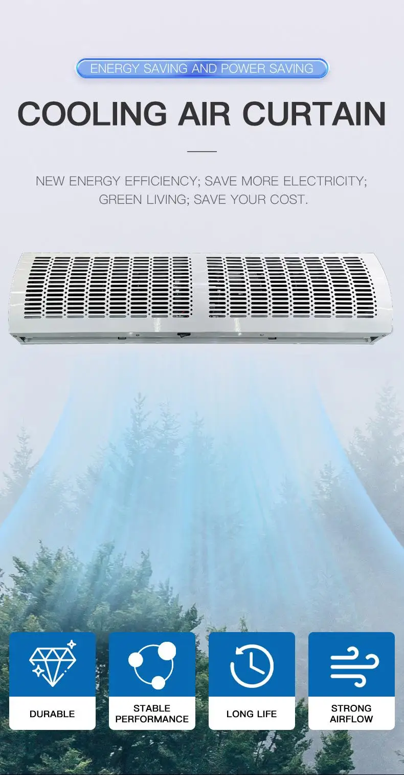 180W 110V Commercial Indoor 36 Inch 1200CFM Heated Air Curtain 2 Speeds Powerful Air Door 