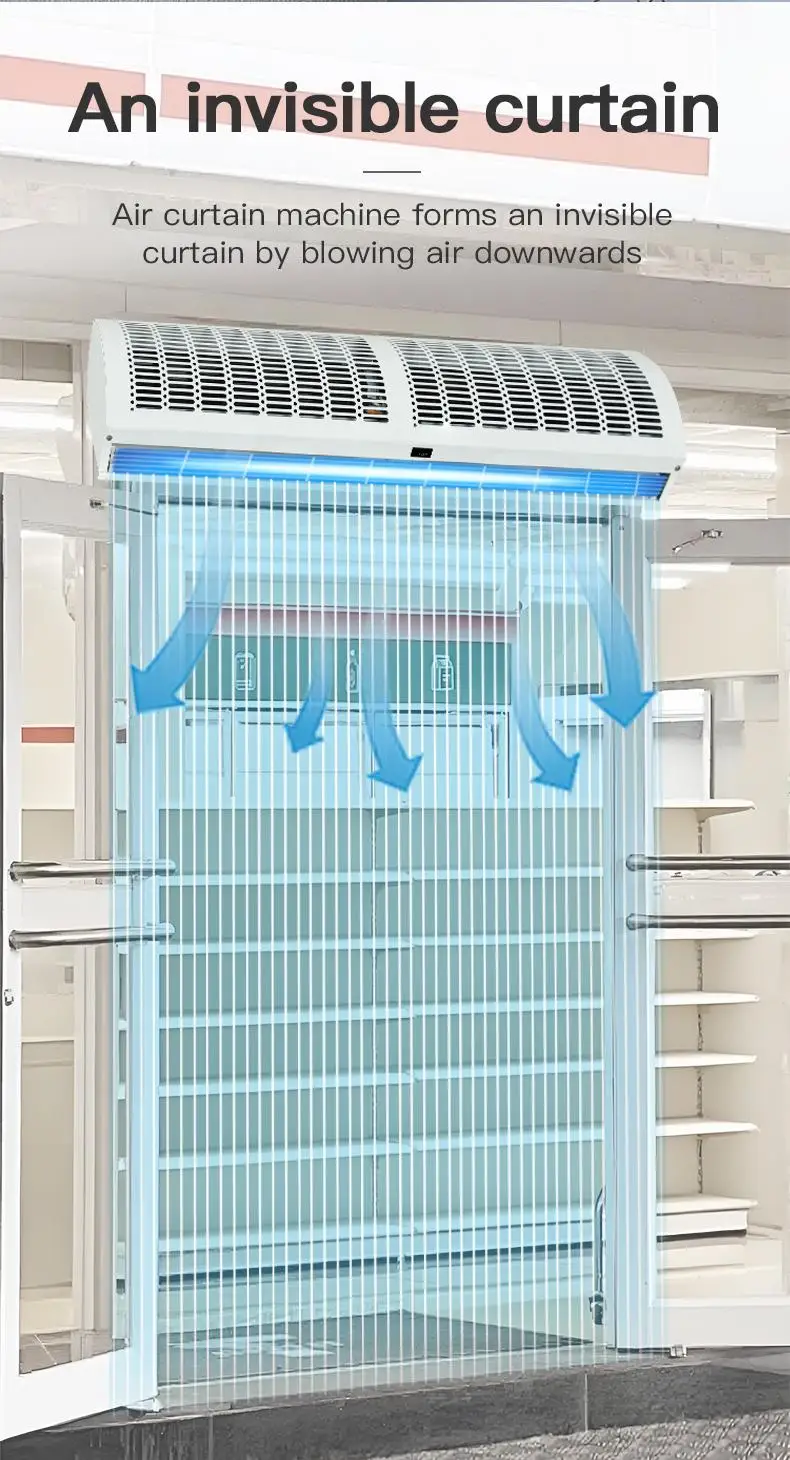 180W 110V Commercial Indoor 36 Inch 1200CFM Heated Air Curtain 2 Speeds Powerful Air Door 