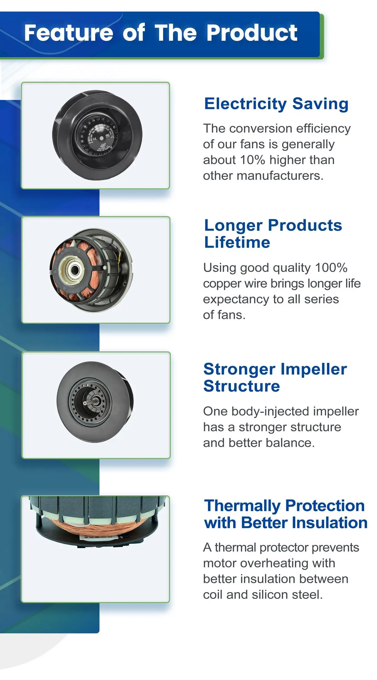 Mini Silent Inflatable Electronic Turbine Hot/Cold Air Blower with Dual Ball Bearing Wall 