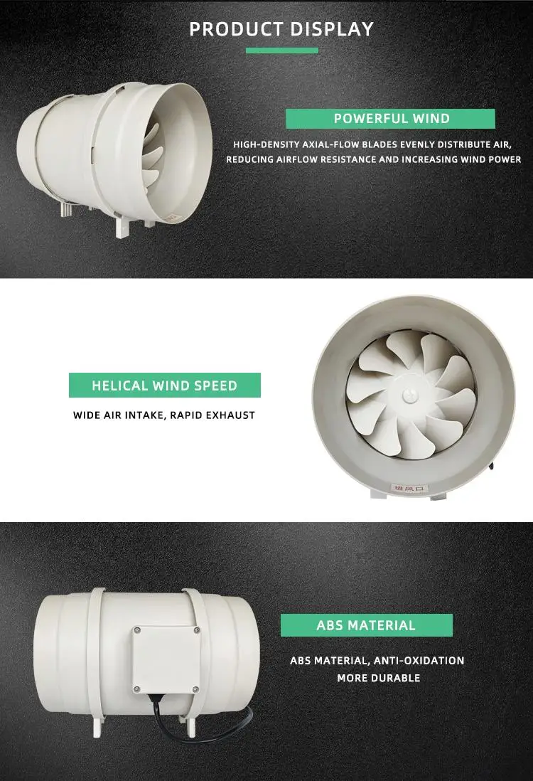 8 Inch Extractor in Line Ventilation Mixed Flow Duct Fan for Kitchen Exhaust air Fan with 