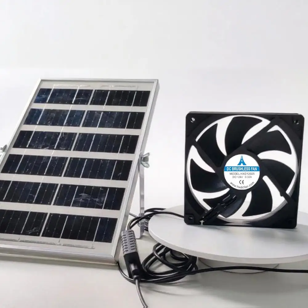 Solar Powered Fan for Shed Chicken Coop, Greenhouse Outside with 120mm Fans On/Off Switch 