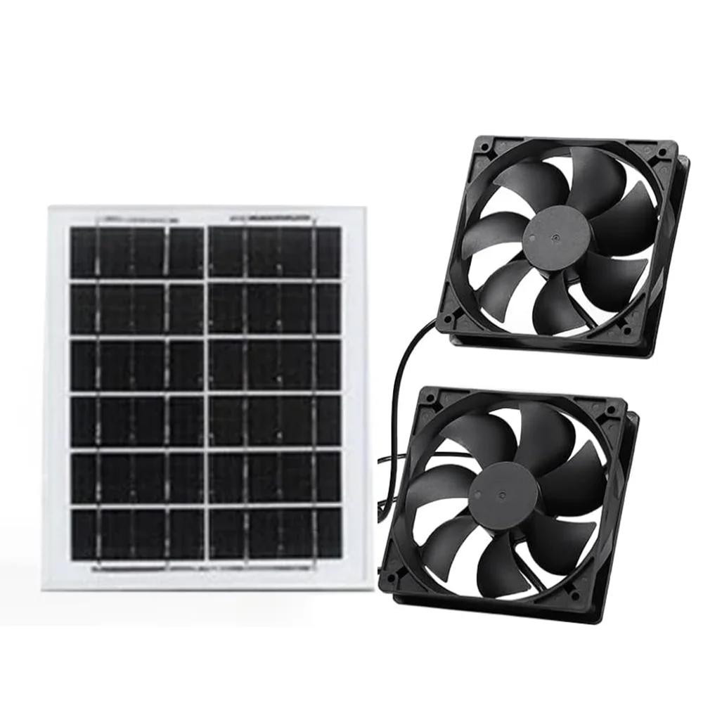 Solar Powered Fan for Shed Chicken Coop, Greenhouse Outside with 120mm Fans On/Off Switch 