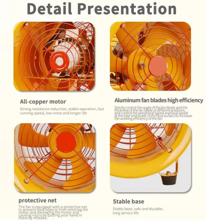 Portable 8 Inch to 24 Inch Pneumatic Portable Ventilation Fan Explosion Proof Fan