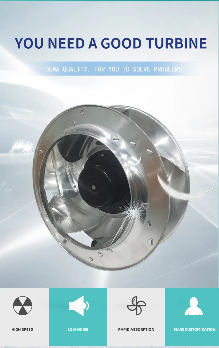 250mm Centrifugal Fan EC 110V 230V Plastic Telecom Backward Centrifugal Blower Fan High Pr