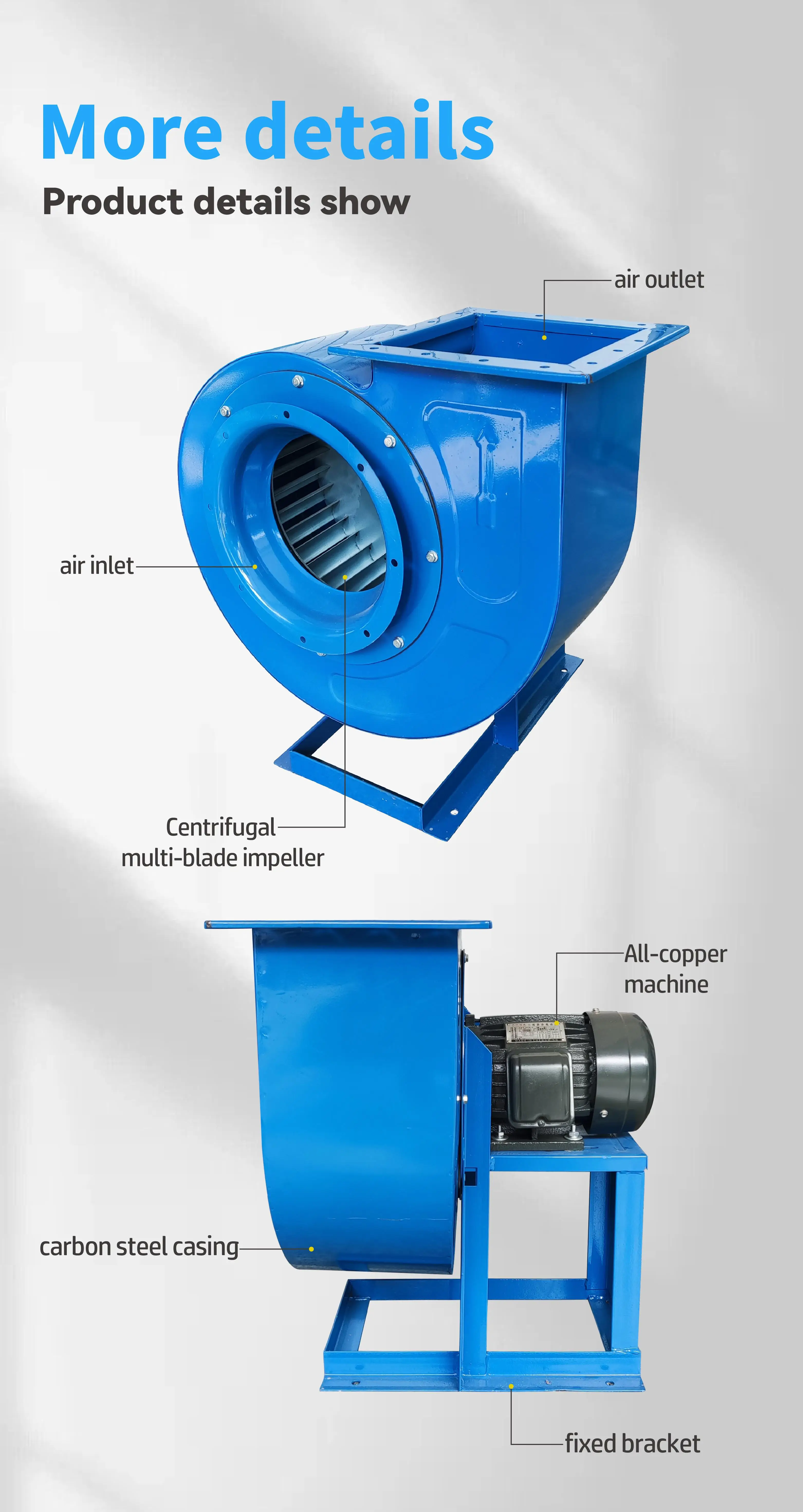 2025 Factory Price Industrial Centrifugal Fans 750W Heat Insulating Impeller Low Noise Cen