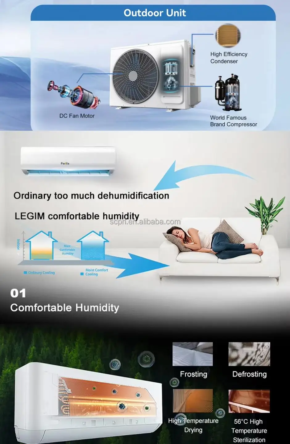 Wi-Fi Smart Split AC Aircon Unit 24000BTU 18000BTU 12000BTU 9000BTU Smart Air Conditioners