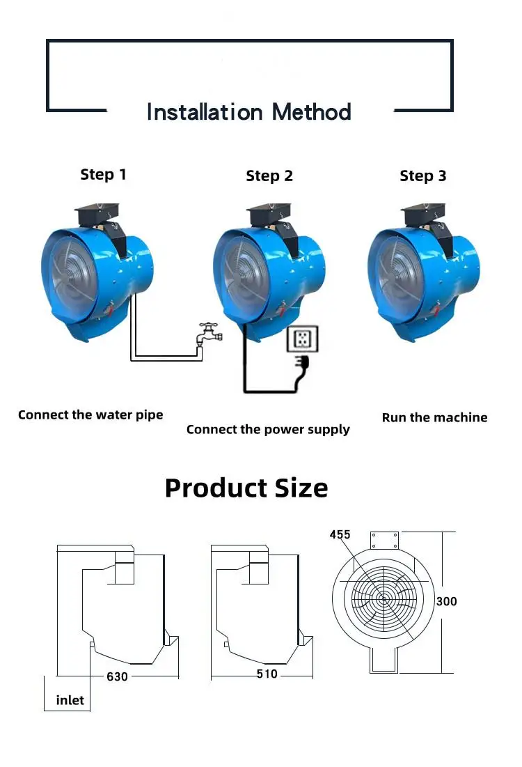 AC 220V Wall Mount Strong Airflow Warehouse Industry Factory Use Mist Spraying Fan Dust Re