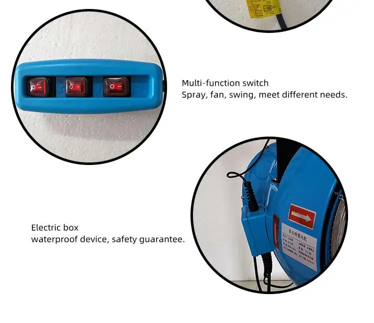 AC 220V Wall Mount Strong Airflow Warehouse Industry Factory Use Mist Spraying Fan Dust Re
