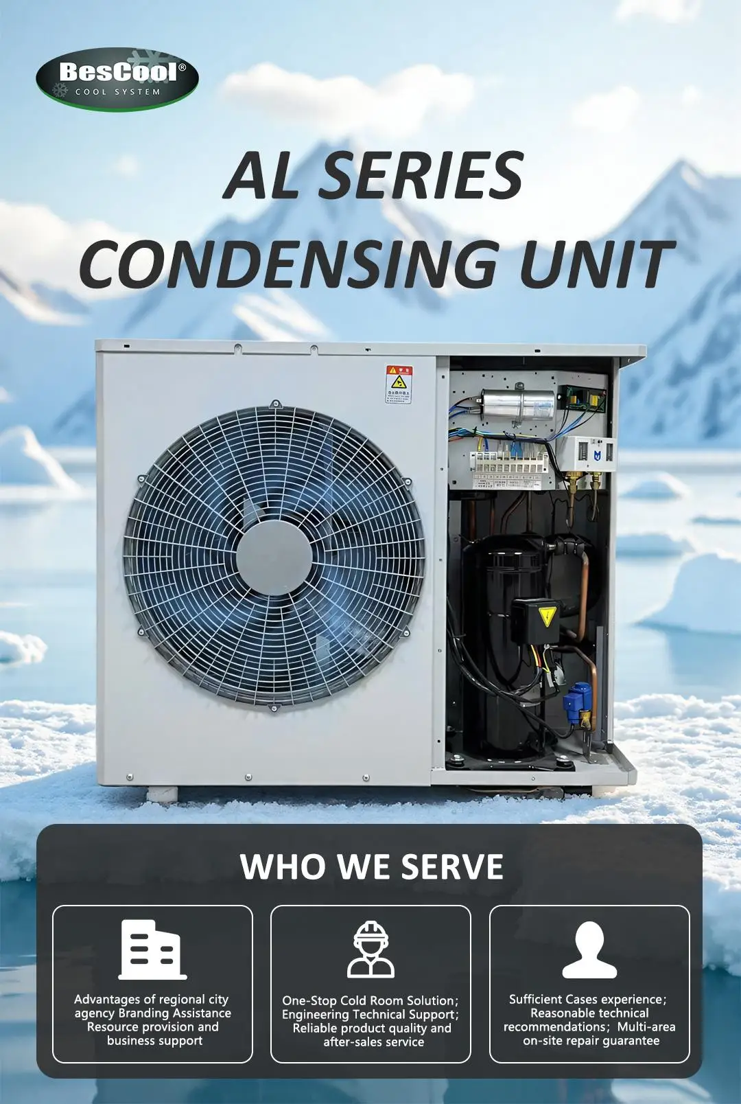 2HP-6HP Refrigeration 220V/380V Heat Exchange Parts Cold Freezer Storage Room Multiple Com
