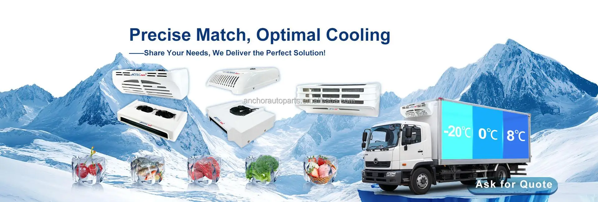 ACTECmax AC.133.158 Pure Electric Front Split 12V 24V Vans Truck Refrigeration Unit R404a 