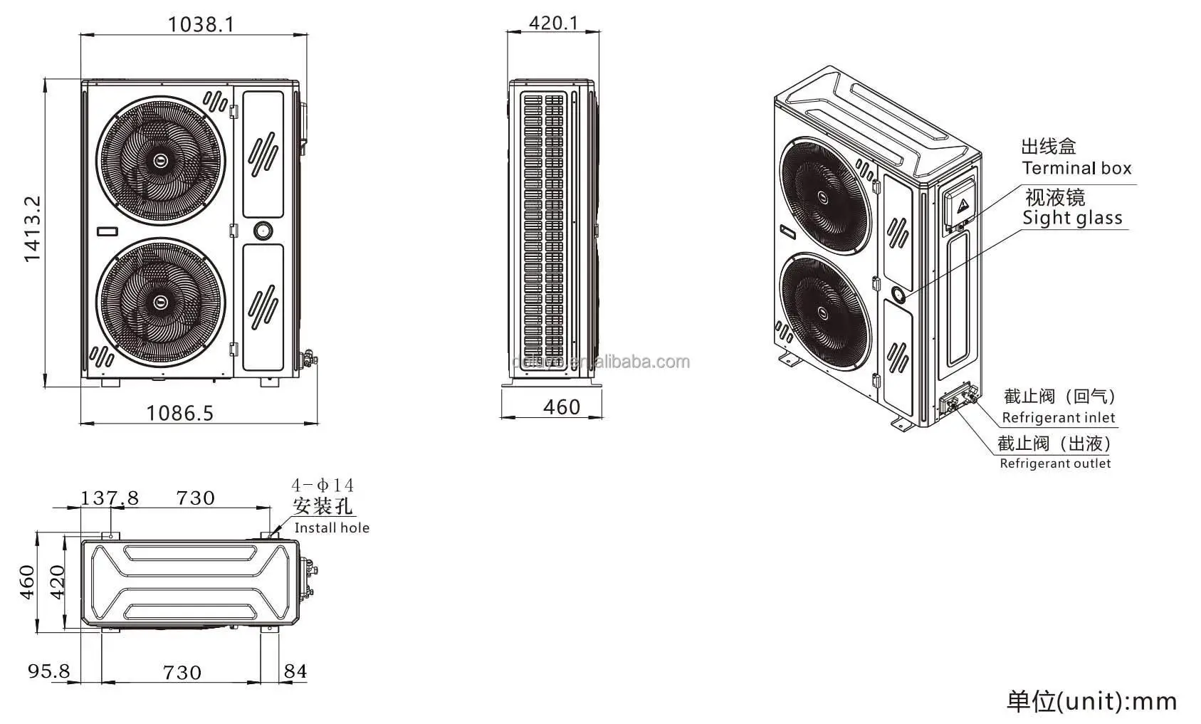 DOLUYO 3HP/4HP Complete Refrigeration System Kit Condensing Unit with Condenser and Evapor
