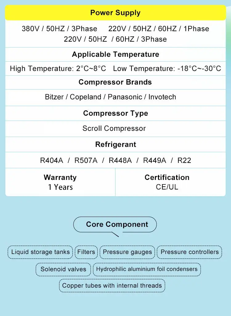 Copeland Compressor 380V Condensing Unit Prices 3hp With Energy Saving for Supermarket or 