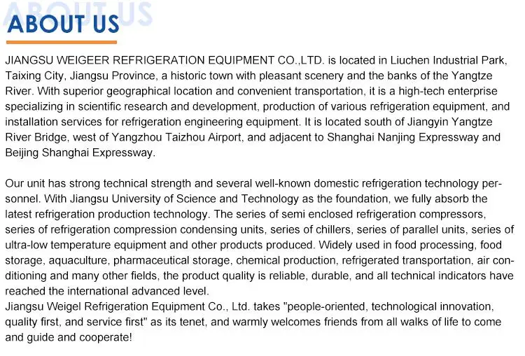 Open Type Blast Freezer Condensing Unit Semi-Hermetic Compressor Refrigeration for Cold Ro