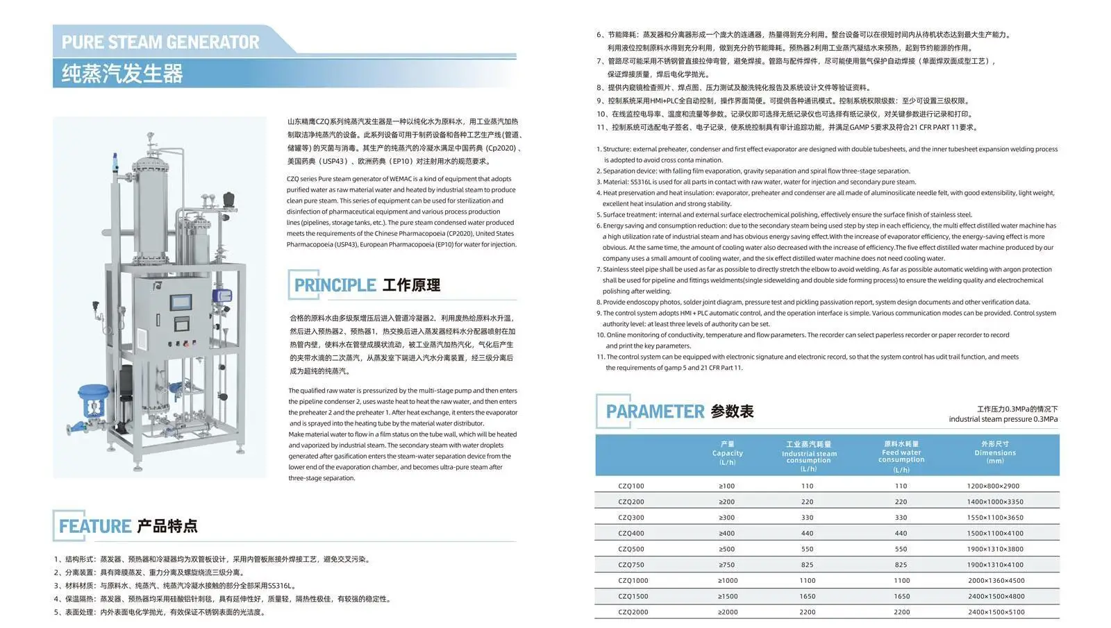 Electric Sterilization Equipment Pure Steam Generator Water Electric Pure Steam Generator 