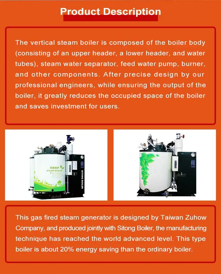 Industrial Low Pressure Water Tube Vertical Steam Boiler 0.4/0.7Mpa 100-4000kg/h High Capa
