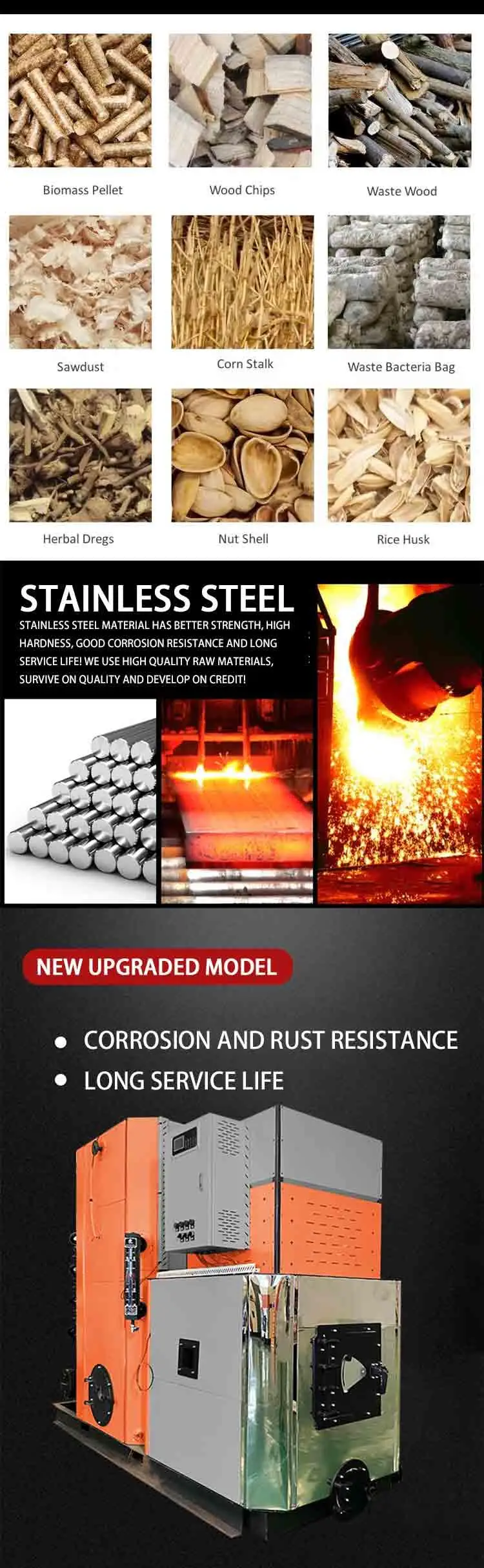 China Price Vertical 500kg 1000kg 2000kg Wood Chip Biomass Pellet Fired Industrial Steam G