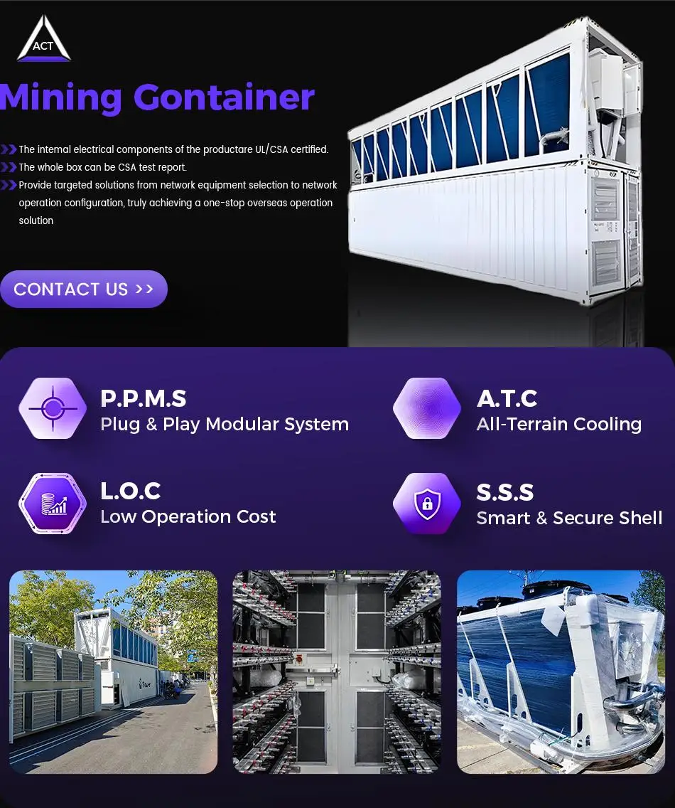 Asic Miner Container Antspace Dry Cooler 1500KW 308 Rack Space for S21 Hydro Miner Hydro C