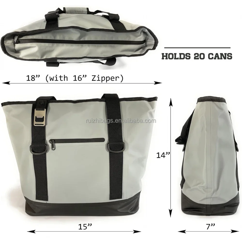 Dry Bag Cooler Custom Soft BagTote Collapsible With Side Pocket for Grocery 20 Cans Pool B