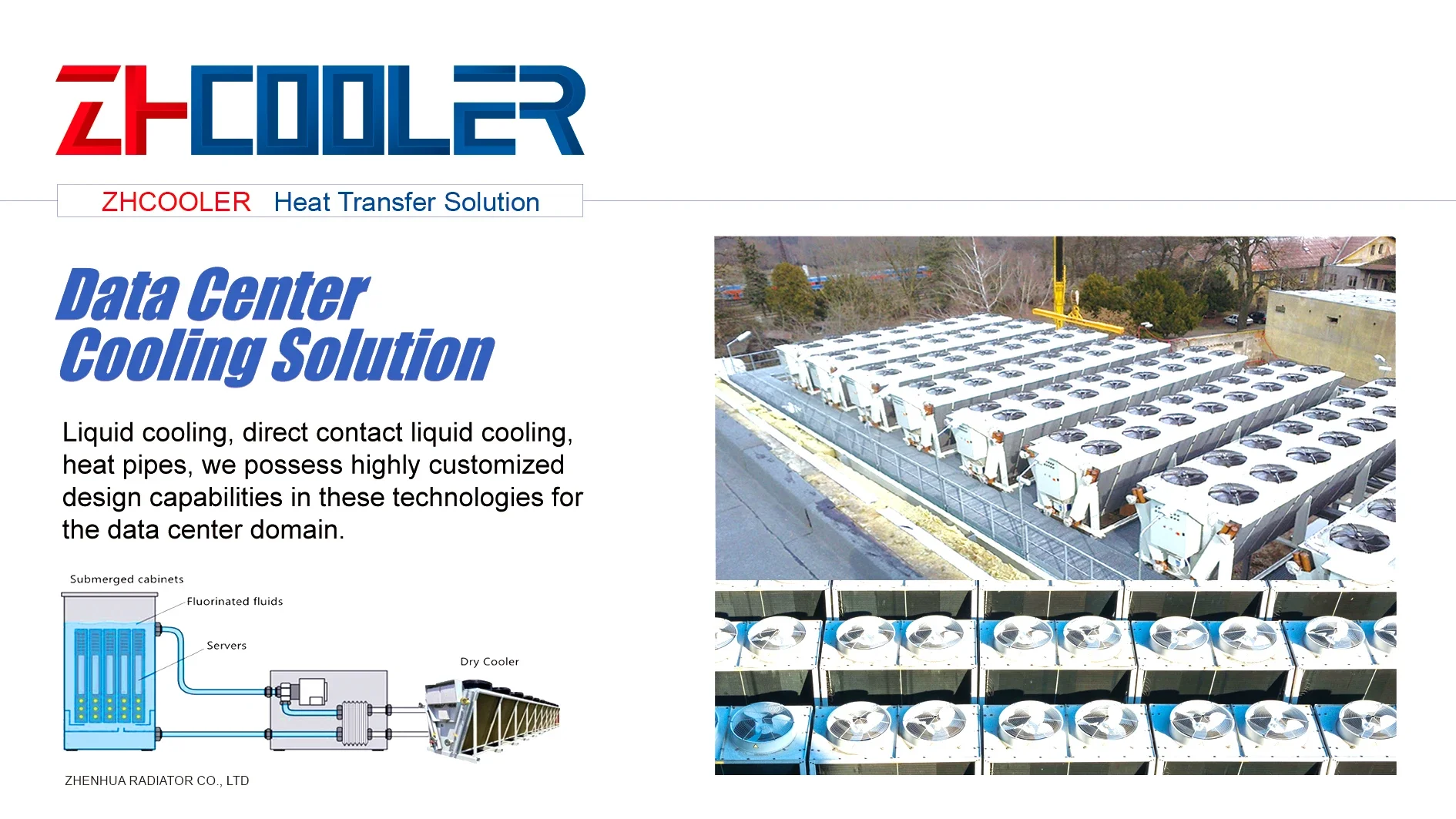 Customisable Water Glycol Immersion Cooling Adiabatic Fluid Coolers Dry Coolers