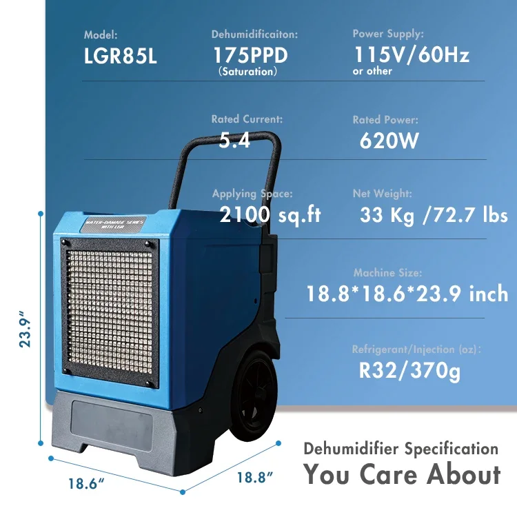 Preair R32 LGR 175 Pints Water Damage Restoration Dehumidifier Air Dryer Industrial