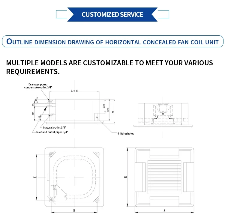 Wall Mounted Fan Coil 220v Chilled Water Hanging Wall Mount Hydronic Fancoil Fan Coil Unit