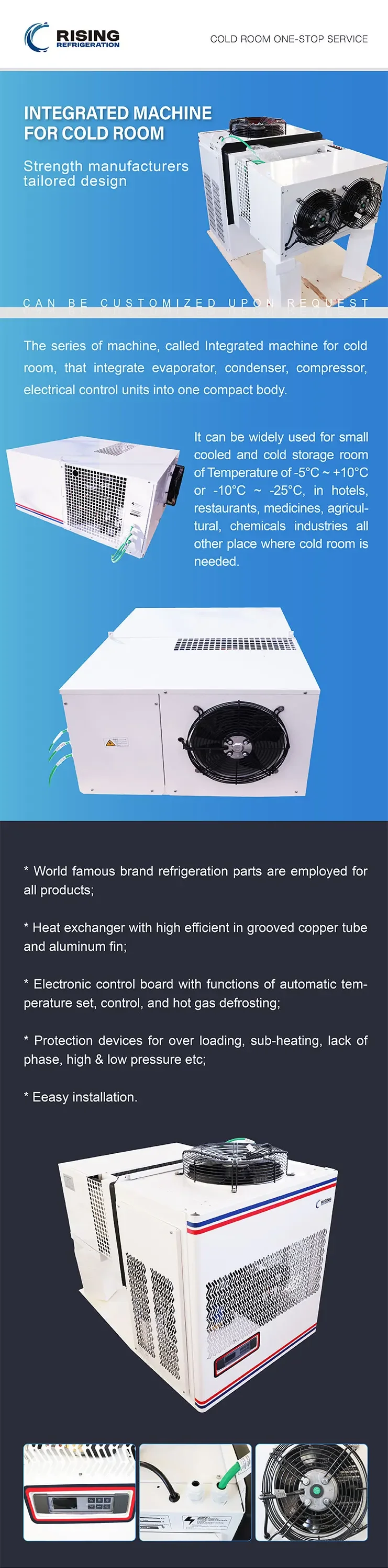Roof-mounted Copeland Compressor Energy Saving Stainless Steel Monoblock Condenser Unit 50