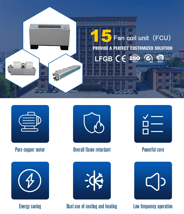 Cost-Effective Horizontal Concealed Hydronic Ducted Fan Coil Unit Water Hvac Systems for H