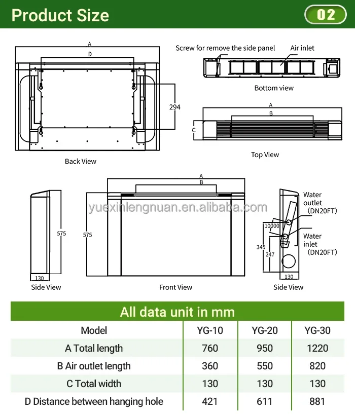 Ultra-Thin Wall-Mounted Chilled Water Fan Coil Unit Hydronic Exposed FCU for Low-Noise Wat