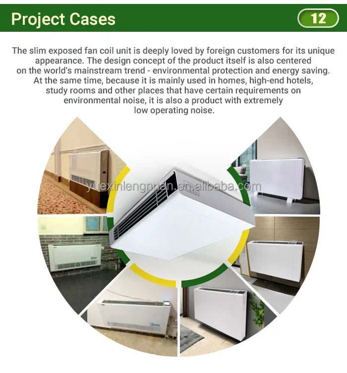 Ultra-Thin Wall-Mounted Chilled Water Fan Coil Unit Hydronic Exposed FCU for Low-Noise Wat