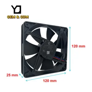 Axial Flow Fan, 12V, 1.2A, Brushless, 120x120x25mm