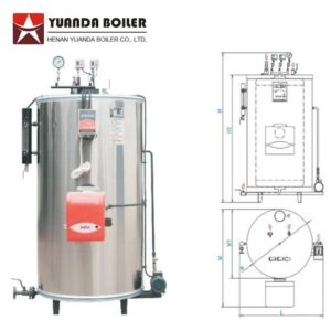 LHS 0.2 Ton Small Gas Oil Steam Boiler, 200kg/h, Vertical Fire Tube
