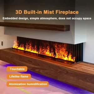 Electric Fireplace, 0.5-2M, Stainless, Steel, 3D