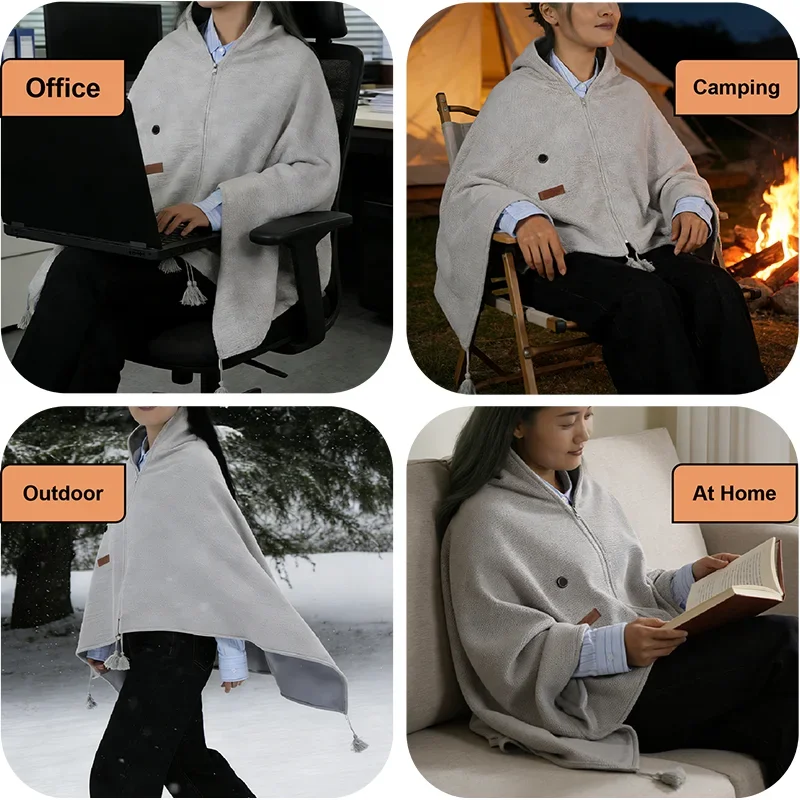 Power Saving USB Powered Low Voltage Graphene Electric Heated Blanket Shawl for Home or Of