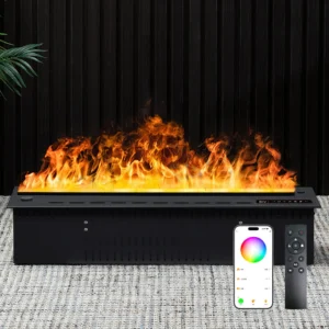 With Firewood Steam Fireplace, 3D, Fireplace120, 150, 180cm