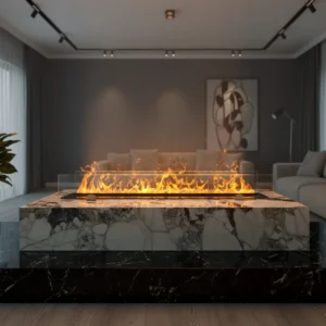 70-inch Smart Water Vapor 3d Electric Fireplace Durable Metal Built-in Installation for Household or Hotel Use