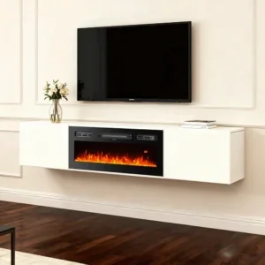72'' Indoor TV Stand Freestanding Heat Remote Control Electric Fireplace (With Mantel)