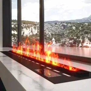 Customized 750-2400mm LED Lighted Electric Fire Pit Ultrasonic Steam Fireplace for Outdoor Household Home Decor English Operated