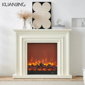 Kuanjing Custom Freestanding Modern Wooden Electric Fireplace with Heating 1-Year Warranty for Apartment Villa Hotel Indoor Use