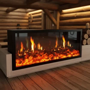 LCD Electric Fireplace with Holographic Effect - Multi-Scene, Remote & Voice Control, Adjustable Heating, CE Certified