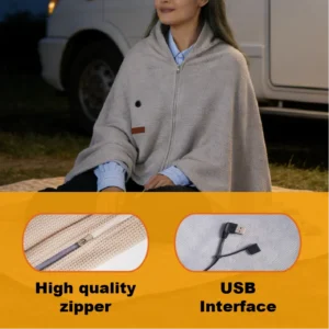 Power Saving USB Powered Low Voltage Graphene Electric Heated Blanket Shawl for Home or Office Wearable Comfort