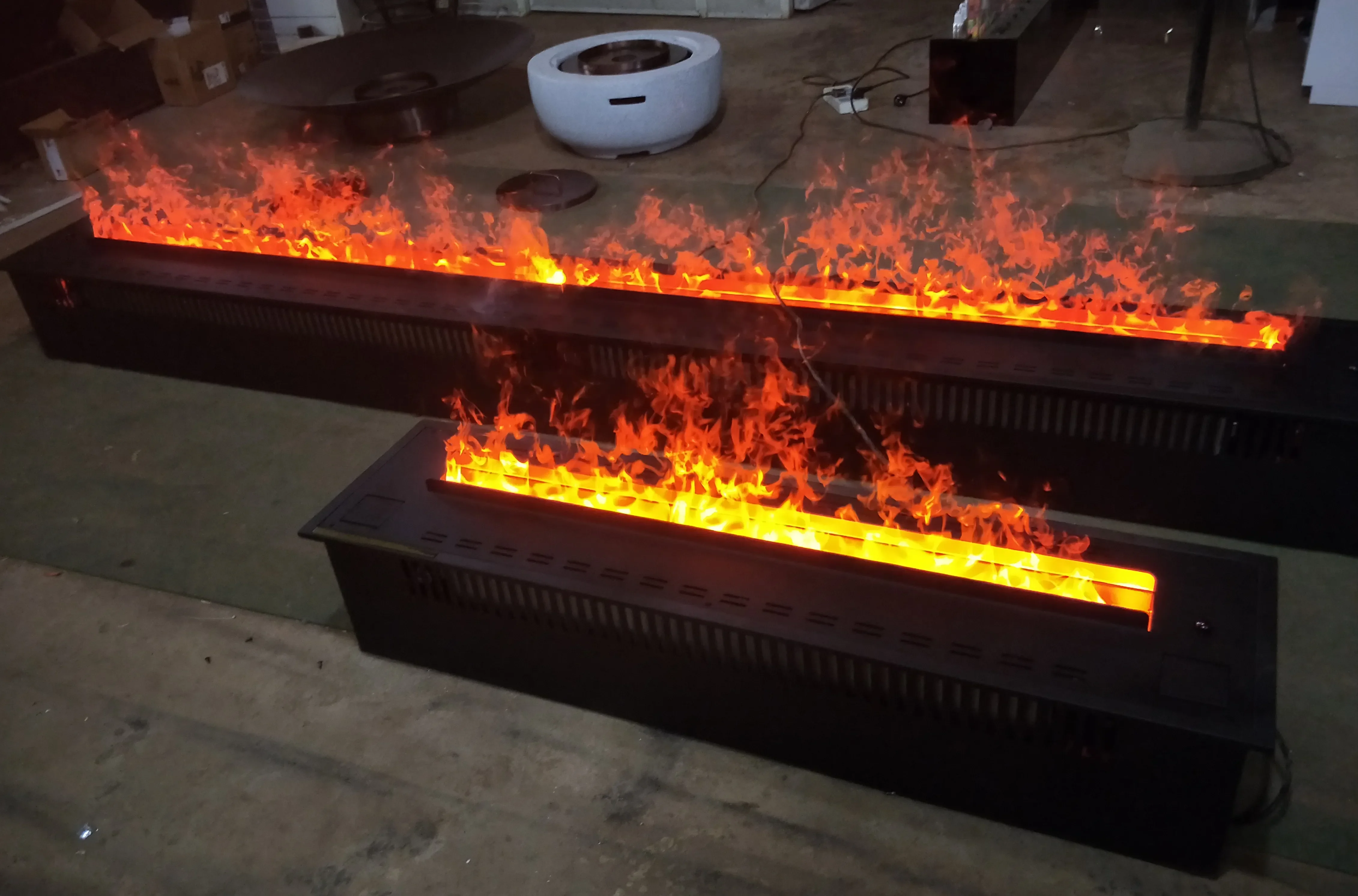 Portable 3D Water Vapor Electric Fireplace Insert Sound Color Flame 72" 1800mm Steel Fire Place Remote Control for Outdoor
