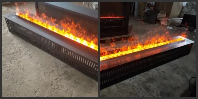 Portable 3D Water Vapor Electric Fireplace Insert Sound Color Flame 72" 1800mm Steel Fire Place Remote Control for Outdoor