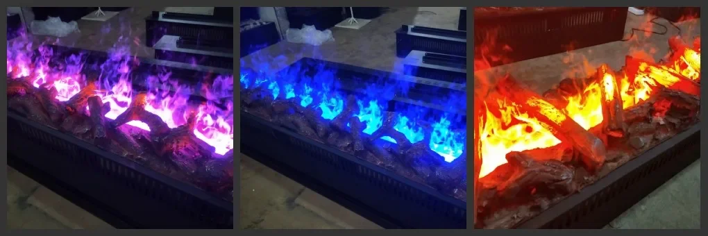 Portable 3D Water Vapor Electric Fireplace Insert Sound Color Flame 72" 1800mm Steel Fire Place Remote Control for Outdoor
