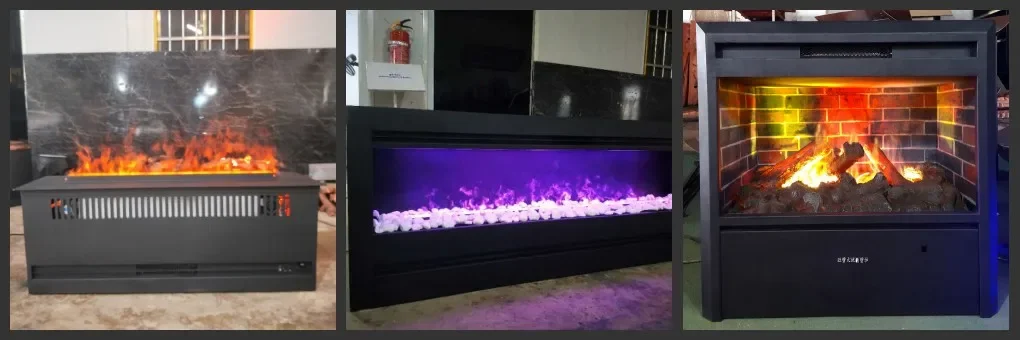 Portable 3D Water Vapor Electric Fireplace Insert Sound Color Flame 72" 1800mm Steel Fire Place Remote Control for Outdoor