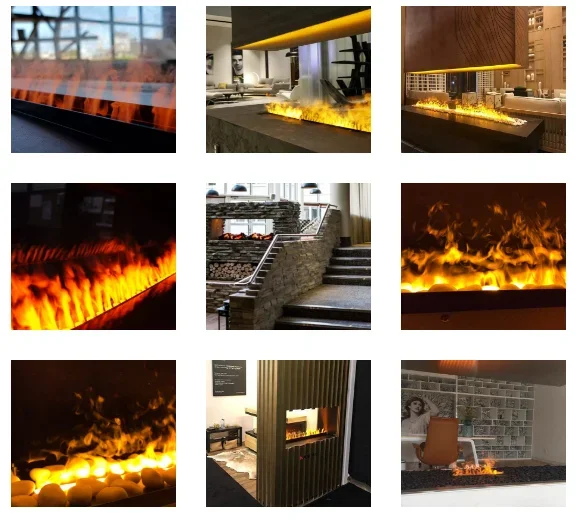Portable 3D Water Vapor Electric Fireplace Insert Sound Color Flame 72" 1800mm Steel Fire Place Remote Control for Outdoor
