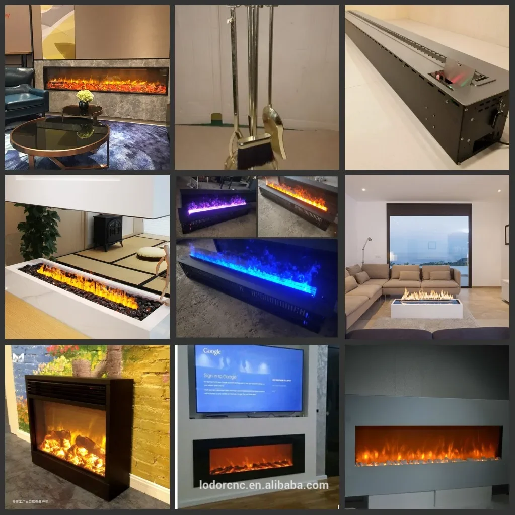 Portable 3D Water Vapor Electric Fireplace Insert Sound Color Flame 72" 1800mm Steel Fire Place Remote Control for Outdoor