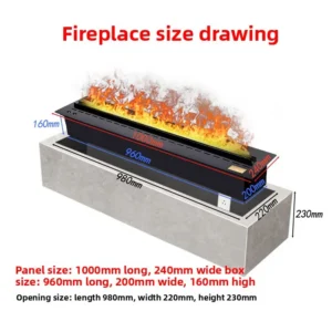 Atomized Fireplace, 3D, 220W, Metal