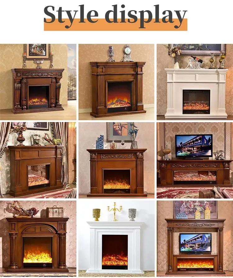 Manufacturer Direct Sales Customizable European Style Electric Fireplace Victorian TV Freestanding for Living Room Wood Material