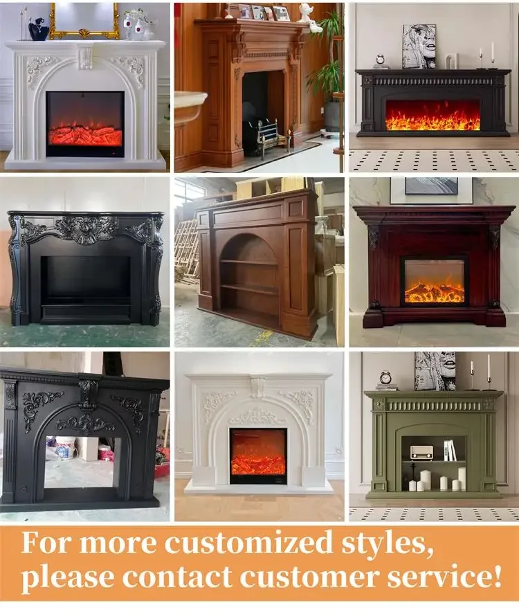 Manufacturer Direct Sales Customizable European Style Electric Fireplace Victorian TV Freestanding for Living Room Wood Material